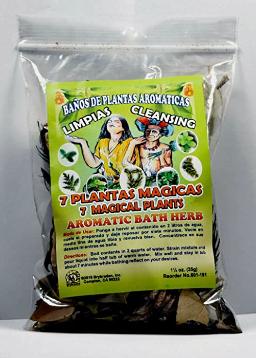 1 PC Aromatic Soothing Herbal Bath 7 Magical Plants Cleansing 7 PLANTAS MAGICAS LIMPIAS BANO DE PLANTAS AROMATICAS - Made in USA - 1 OZ