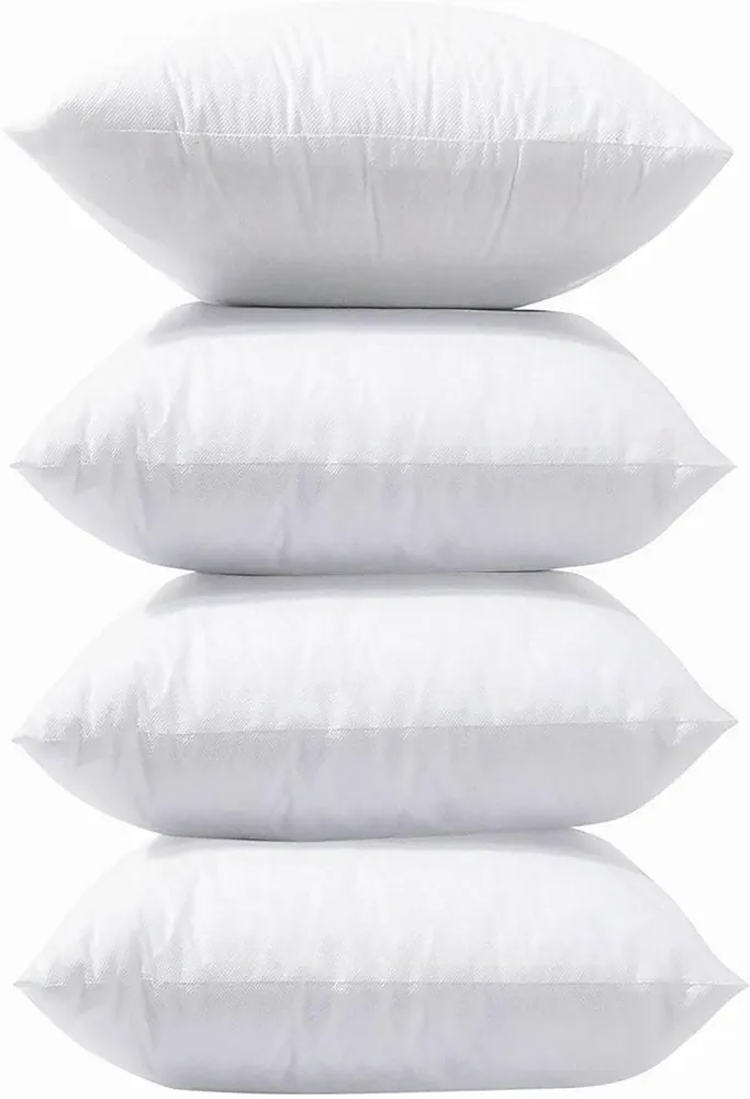 LANE LINEN 4 Pack 18x18 White Throw Pillow Inserts for Decorative Pillow Covers, Couch Pillows for Living Room, Fluffy Pillows for Bed