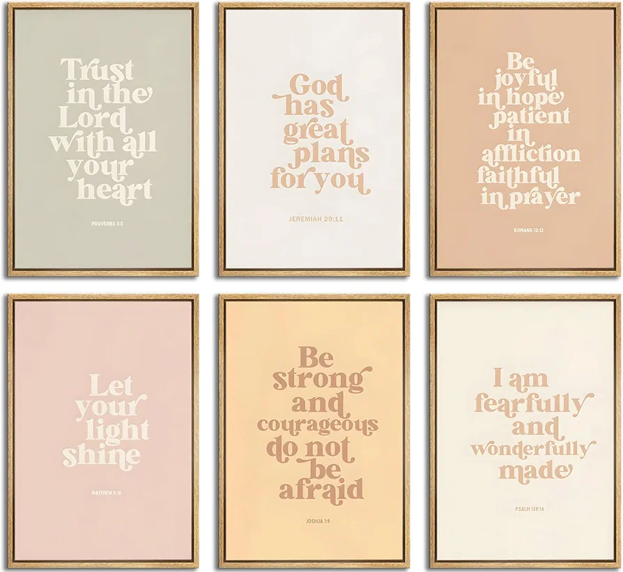 6pcs Children's Bible Verse Wall Art Christian Education Posters Prints Pictures Inspirational Quote Canvas Paintings Unisex Bible Wall Decor Boho Artwork Christian Classroom Decor