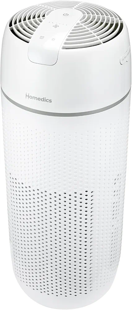 Homedics Air Purifier, 4-in-1 Tower, True HEPA Filtration, Reduce Airborne Allergens, Bacteria, Virus, Mold, Fungus, Reduce Odors & VOCs, UV-C Light, Activated Carbon Odor Filter, for Large Rooms