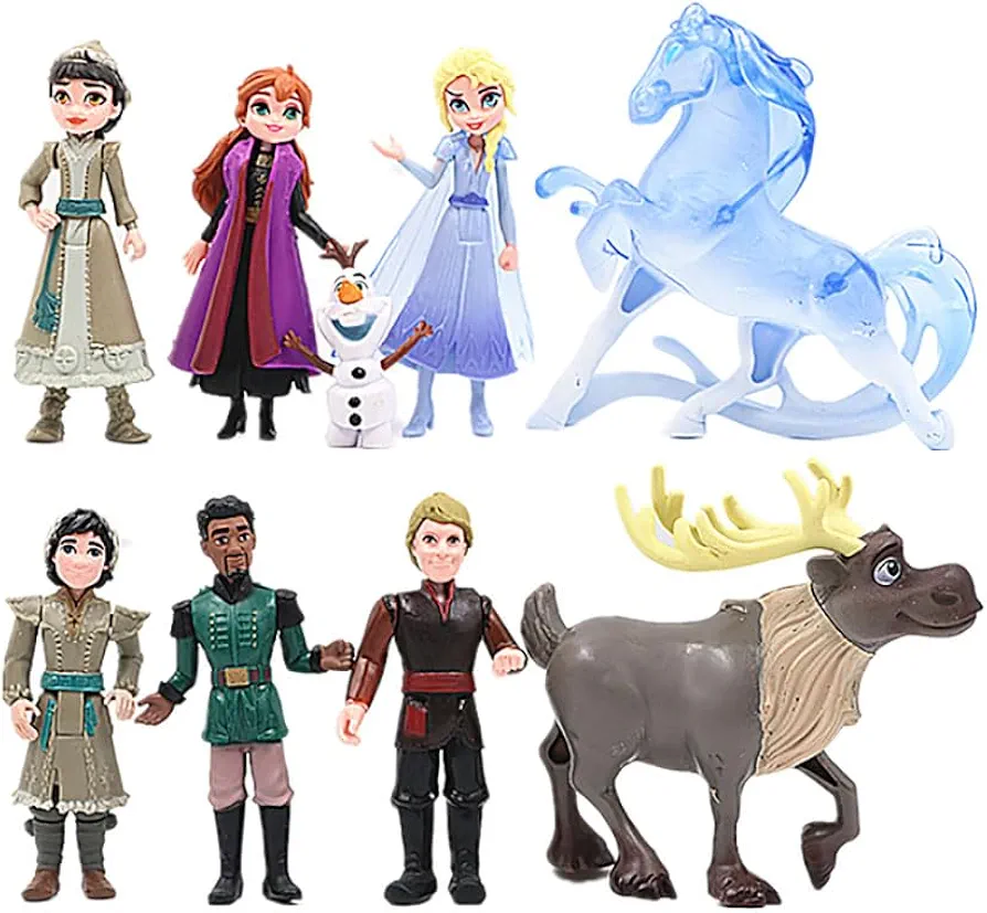 9Pcs Frozen Cake Toppers Birthday Party Supplies Decorations Action Figures Toys Frozen Figurines Toys Cake Toppers Lovely Mini Toys Birthday Party Favor for Kids Fans Collection Room Decor