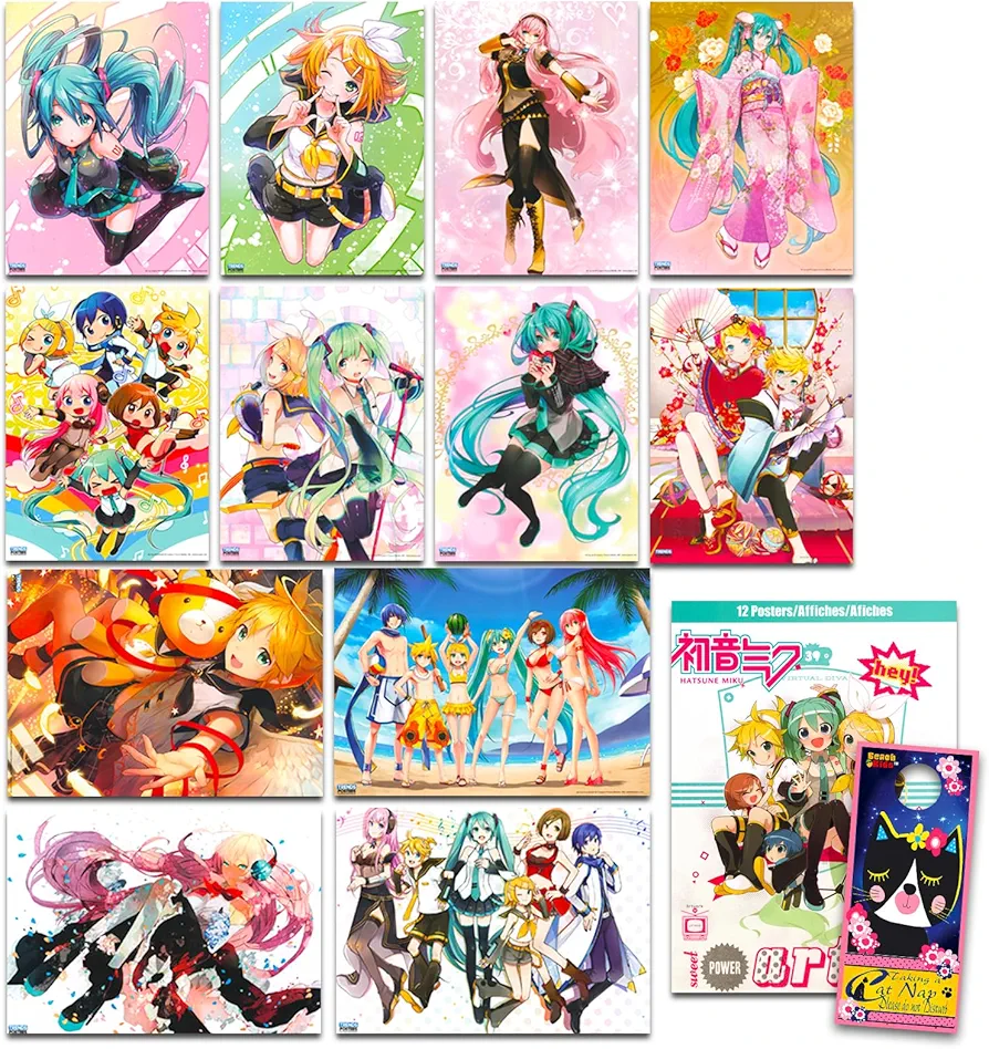 Hatsune Miku Poster Pack Bundle - 12 Pack Hatsune Miku Decorations for Girls Boys Room Hatsune Miku Room Decor and More (Hatsune Miku Party Decorations)