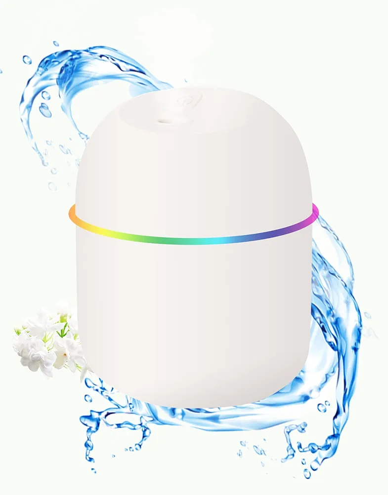 Portable Mini USB Humidifier, 220ml Cool Mist Humidifiers for Bedroom, Office, Baby Room, Quiet Operation, Auto Shut-Off, Humidifier for Plants