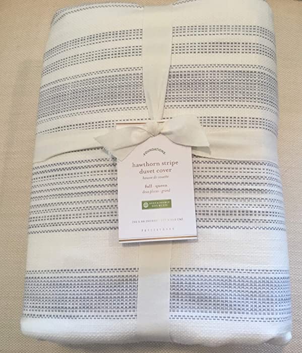 Pottery Barn Hawthorne Stripe Duvet Cover Full/Queen ~ Blue