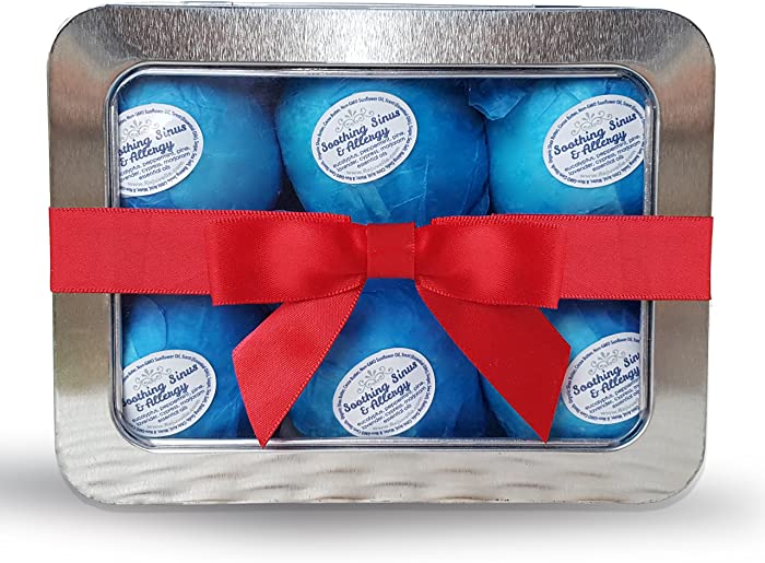 Rejuvelle Bath Bomb Gift Set -6 All Natural Soothing Sinus, Allergy, And Congestion Relief Fizzies. Eucalyptus, Peppermint Essential Oils to Help You Breathe Easy! Enjoy a Moisturizing Fizzy Fun Bath.