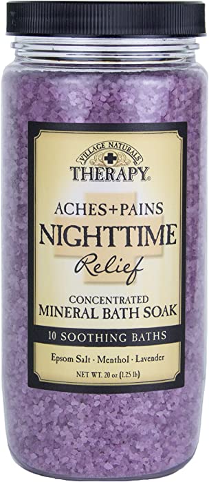 Village Naturals Aches + Pains Night Mineral Bath Soak 20 Ounce (591ml) (6 Pack)