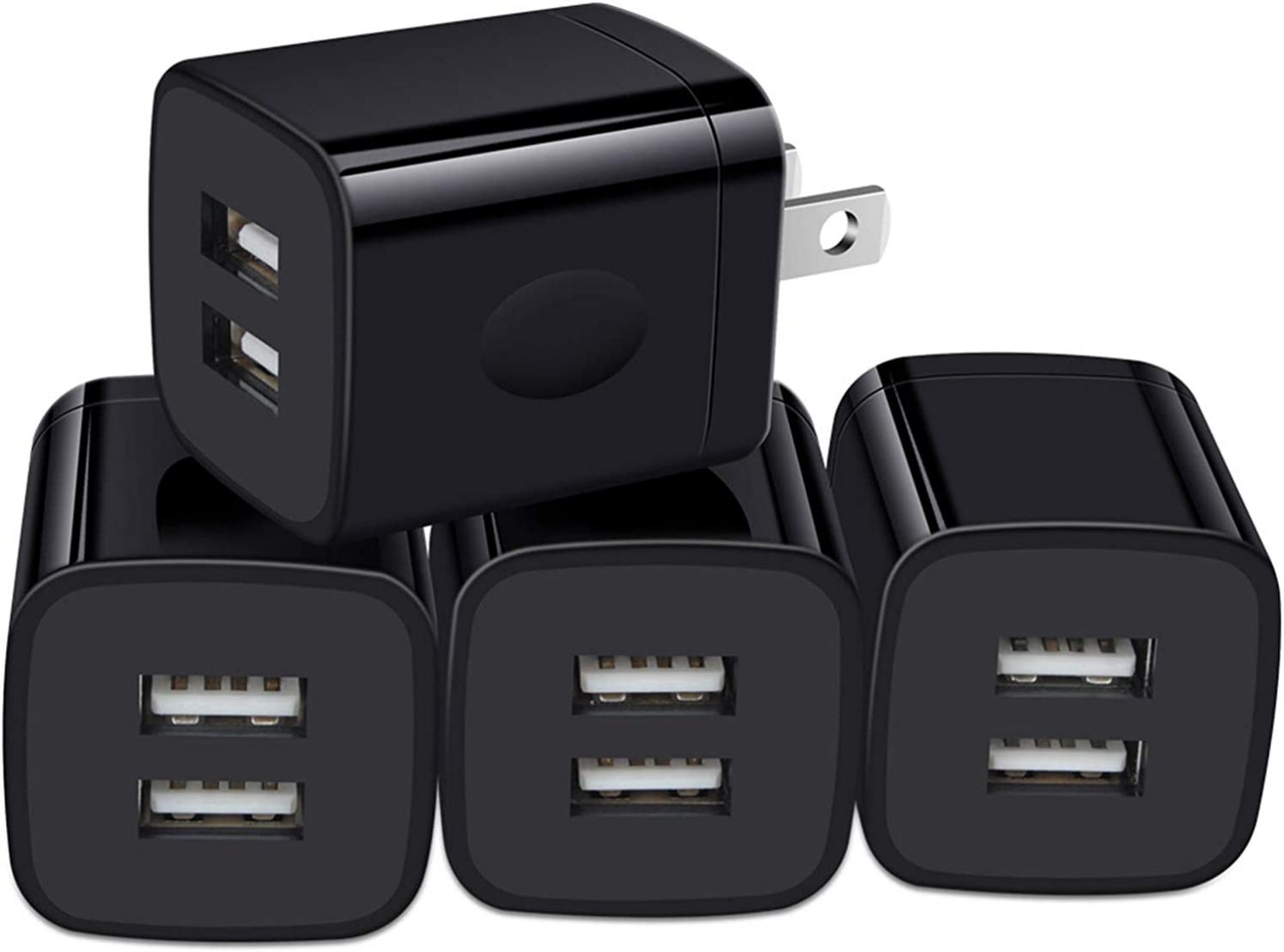 USB Wall Charger, Charger Box, NonoUV 4-Pack Dual Port Fast Charging Block Cube Plug for iPhone 14 13 12 11 Pro XR XS X 8 7 6 Plus, iPad, Samsung Galaxy S22 S21 S20 S10 S9 Note 20 10 9,Android,Kindle