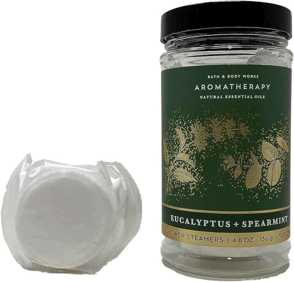 Bath & Body Works Shower Steamers 4.8 OZ / 136 G Bottle ( 6 Tablets ) - Pick Your Scent (Eucalyptus + Spearmint)