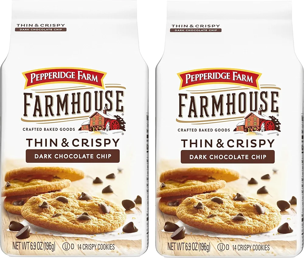 Pepperidge Farm Dark Chocolate Chip Cookies (Thin and Crispy 2 Pack) 4Back to School Snack, Backpack Lunch, Gift Ideas For Friends Family