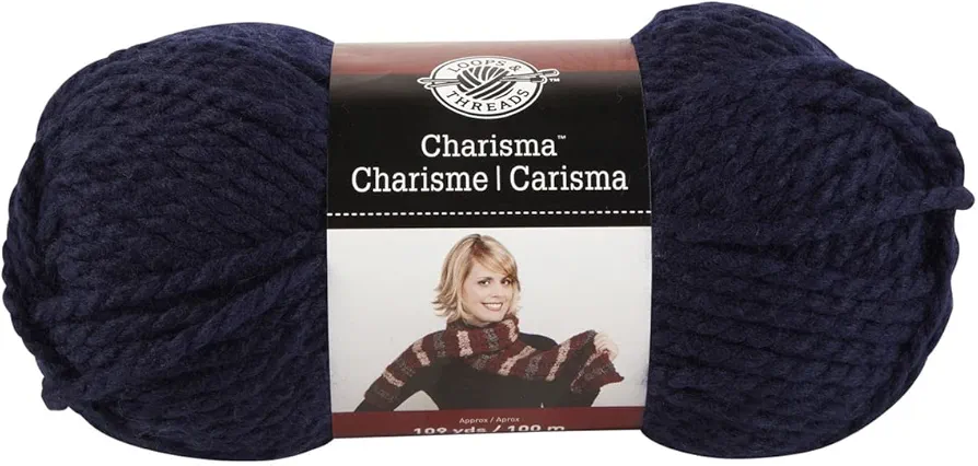 Charisma Yarn by Loops & Threads - Multicolor Yarn for Knitting, Crochet, Weaving, Arts & Crafts - Dark Blue, Bulk 15 Pack