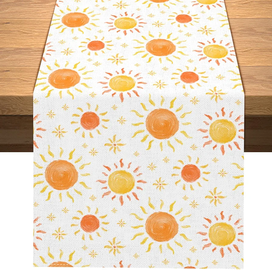 Vohado Boho Sun Table Runner First Trip Around The Sun Party Decoration Hippie Sunshine Dining Room Home Kitchen Island Decor 72Inches Long