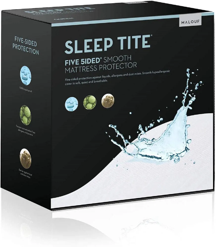 SLEEP TITE Five Sided Mattress Protector - 100% Waterproof on Top and Sides, Dorm Room Essentials - Twin XL