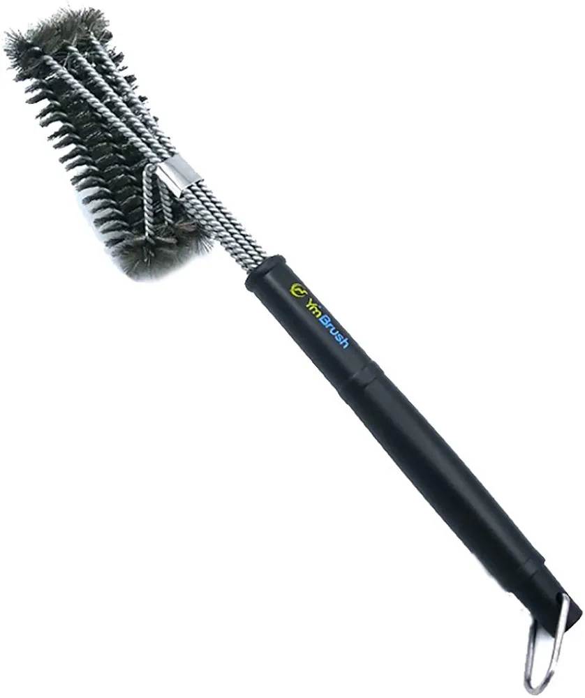 B&C.Room 18" Grill Brush Best BBQ Cleaner Barbecue Cleaning Brush Stainless Steel Wire Bristles and Stiff Handle Black