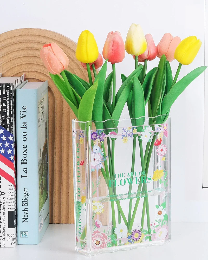 Book-Shaped Flower Vase, Book Lovers Gifts, Aesthetic Room Decor Cute Flowers Vases & Must-Have for Home, Bookshelf, Bedroom & Office Decor for Women Like Mothers Day (Garden - Green)