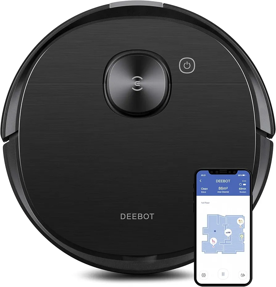 T8 AIVI Robot Vacuum Cleaner for Floors,Carpet, Vacumming and Mopping in One-Go, Laser Mapping, Smart AI Object Recognition, On-Demand Live Video, Custom Clean, 3+ Hours of Runtime, Black