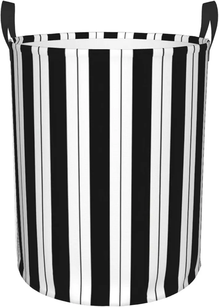 Laundry Basket with Handles M Size 62L Waterproof Collapsible Laundry Hamper Bag Storage Basket, Clothes Hamper for Laundry, Room Accessories - Black & White Stripes