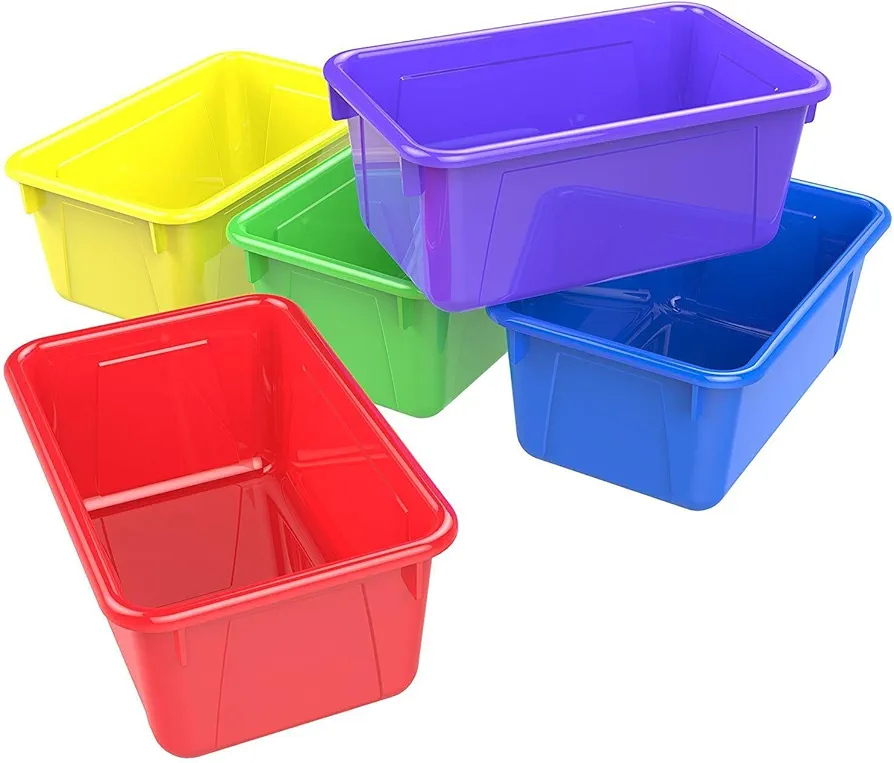 Storex Classroom Portable Cubby Bin, 5-Pack Assorted