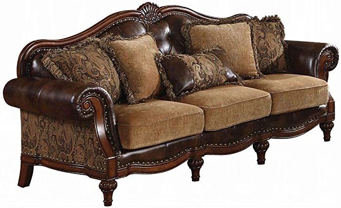 ACME FURNITURE AC-0 Sofa, 2Tone Brown PU & Chenille