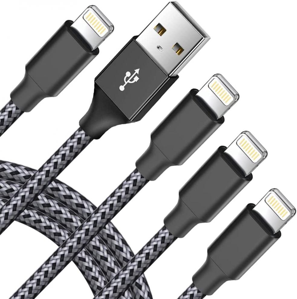 MAODAY iPhone Charger Cable [Apple Mfi-Certified] 4 Pack 6FT Lightning Cable Nylon Braided High Speed USB Charging Cord Compatible with iPhone 13 Pro Max/12/11 Pro/XS/XR/X/8/7/6/5/iPad(Gray Black)