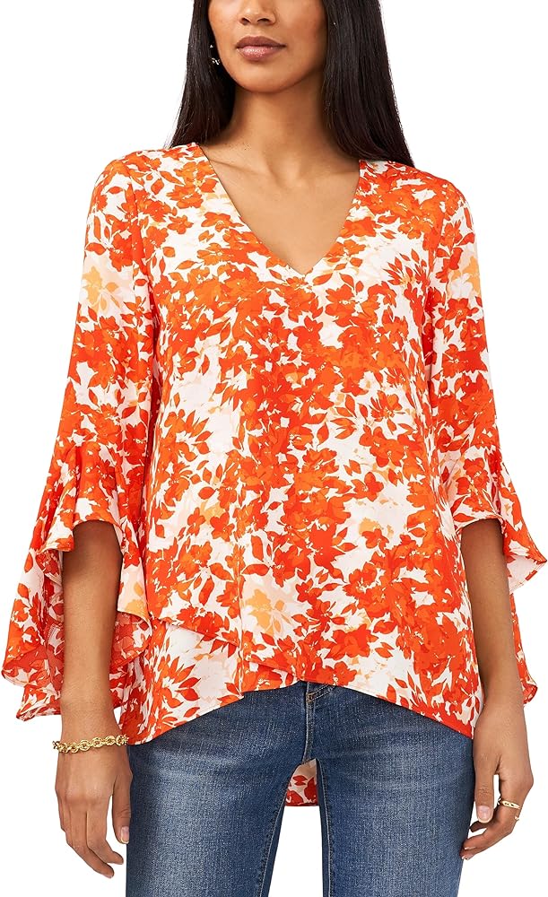 Vince Camuto Petite Ruffle Sleeve Top