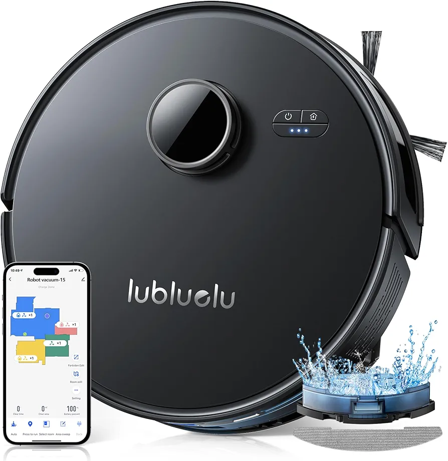 Lubluelu L15 Robot Vacuum 5000Pa,3 in 1 Robot Vacuum and Mop Combo,LiDAR Navigation,5 Maps,30 No-go Zones, WiFi/App/Alexa,Auto-Charging,Robot Vacuum Cleaner for Pet Hair, Carpet, Hard Floor