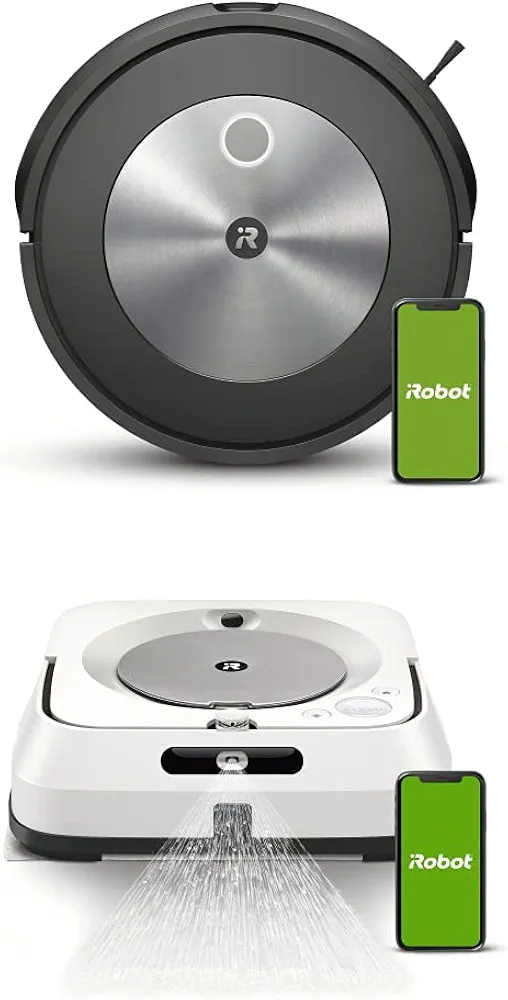 iRobot® Roomba® j7 Wi-Fi® Connected Robot Vacuum - Identifies & avoids Obstacles, Works w/Alexa, Ideal for Pet Hair, Carpets + Braava Jet M6 Ultimate Robot Mop, Precision Jet Spray, Smart Mapping