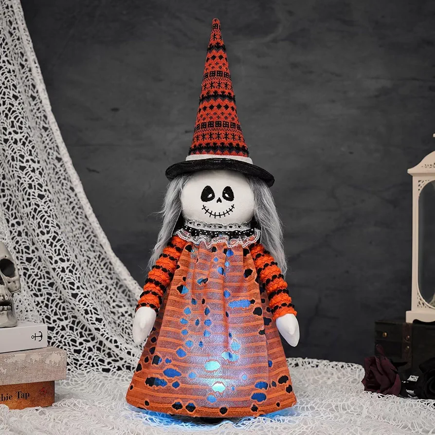 Halloween Decorations Indoor - Lighted Moving & Spooky Laughing Witch Gnome for Halloween Party Décor