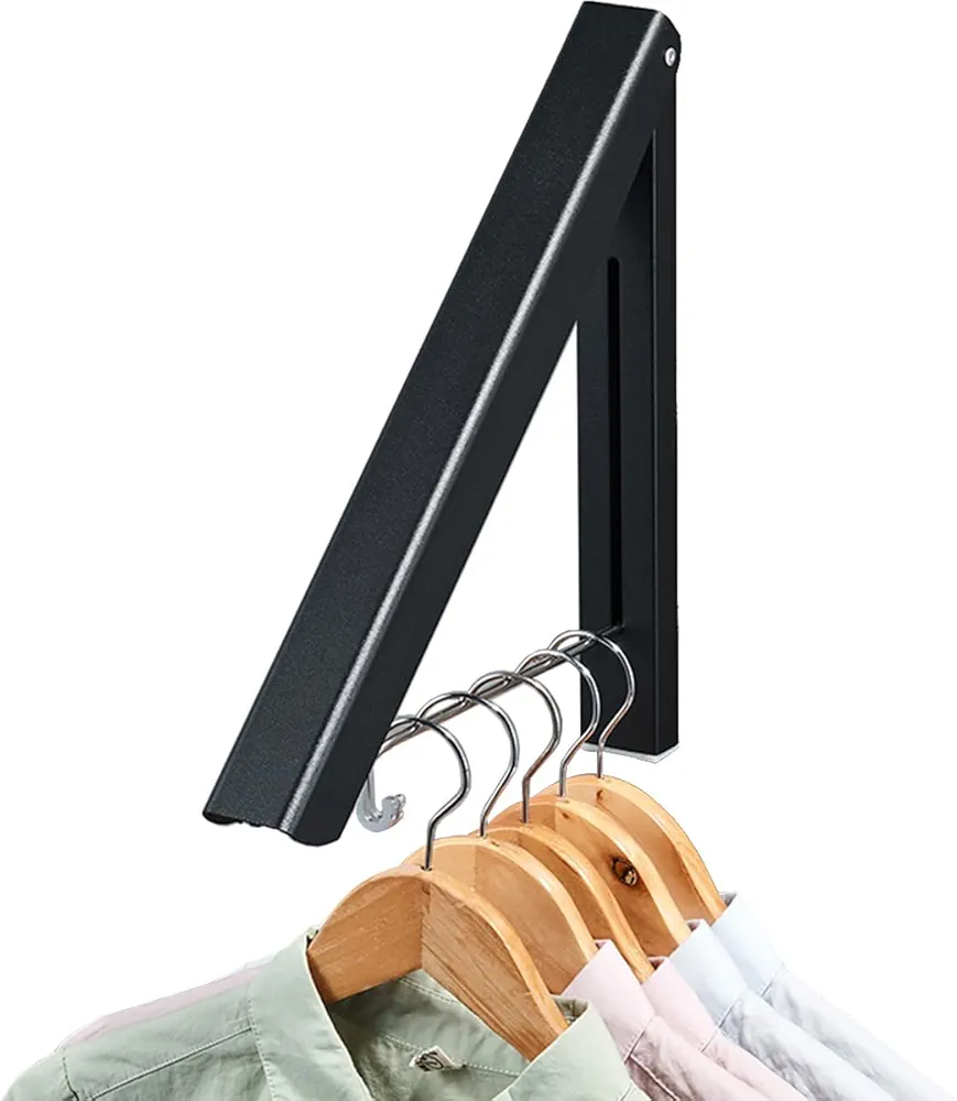 Clothes Drying Rack, Laundry Racks for Drying Clothes, Wall Mounted Retractable Clothes Hanger for Laundry Room, Aluminum (1 Racks, Black-061)