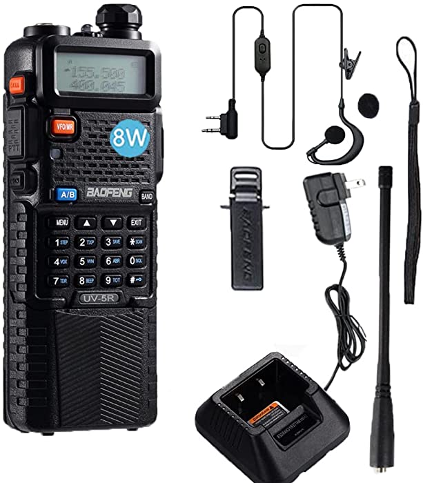 Baofeng UV-5R Two Way Radio, 3800mAh Battery Long Range Handheld Ham Radio, Dual Band Walkie Talkies