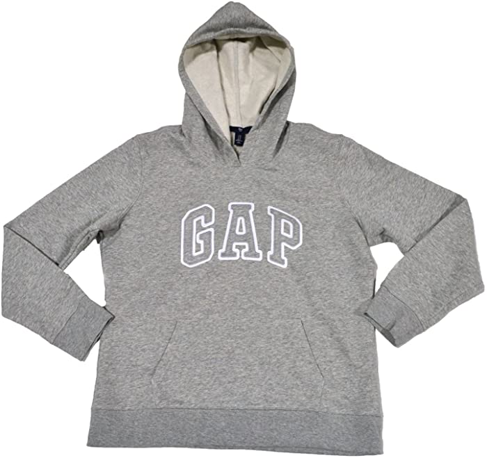 GAP Womens Fleece Arch Logo Pullover Hoodie (Gray, Medium)