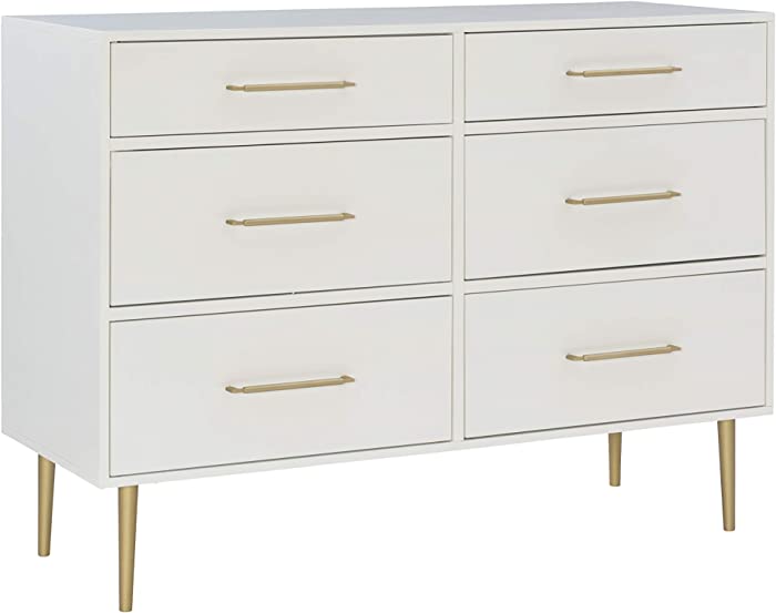 Linon Lennon White Six Drawer Dresser