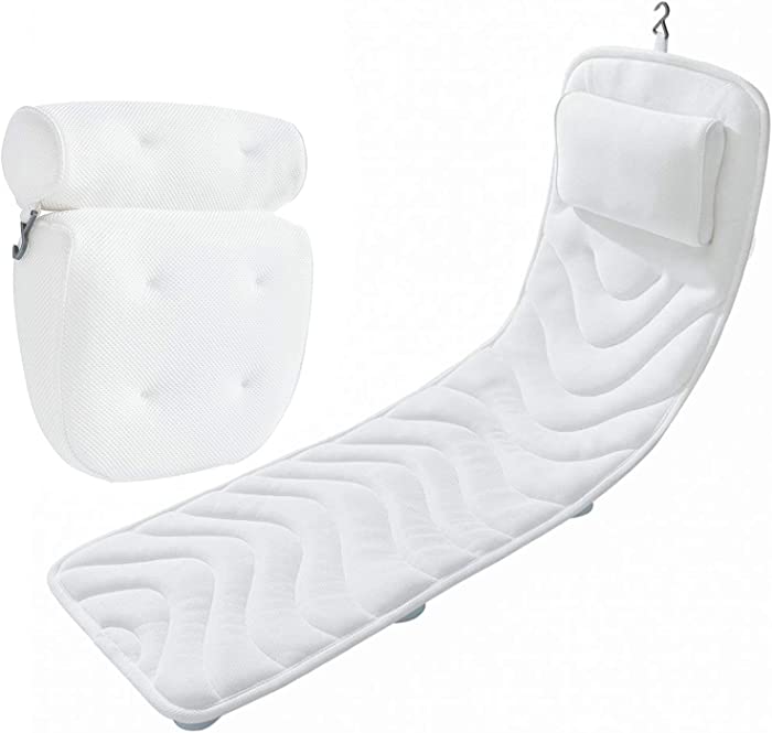 Idle Hippo Bath Pillow Bathtub Pillow Full Body Bath Pillow, Extra Thick Spa Bathtub Cushion for Head, Neck, Back and Shoulder Support, Fits Bathtub & Hot Tubs