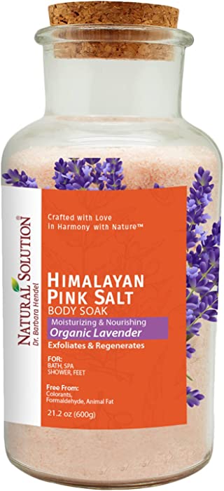 Natural Solution Bath Salt, Cork Jar Filled with Calming Lavender, Muscle Relief & Joint Soother Contains 84 Minerals, Foot Soak