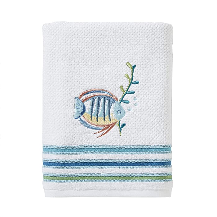 SKL Home by Saturday Knight Ltd. Ocean Watercolor Bath Towel, White, 27x50