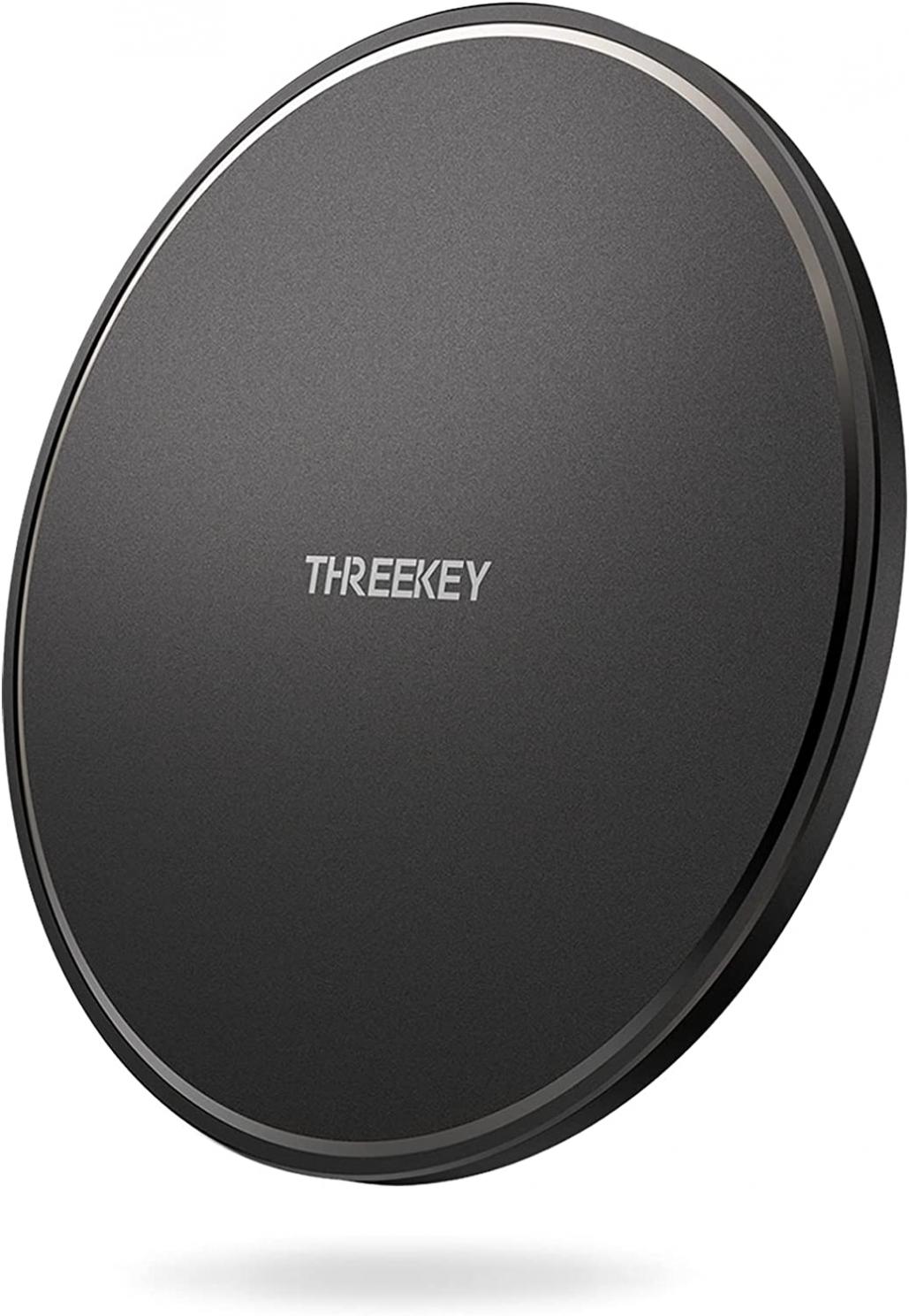 THREEKEY Wireless Charger,10W Max Fast Qi-Certified Wireless Charging Pad Compatible with iPhone 14/13/13 Pro/13 Pro Max/12/SE 2020/11,Samsung Galaxy S21/S20/Note10,AirPods Pro,Black (No AC Adapter)