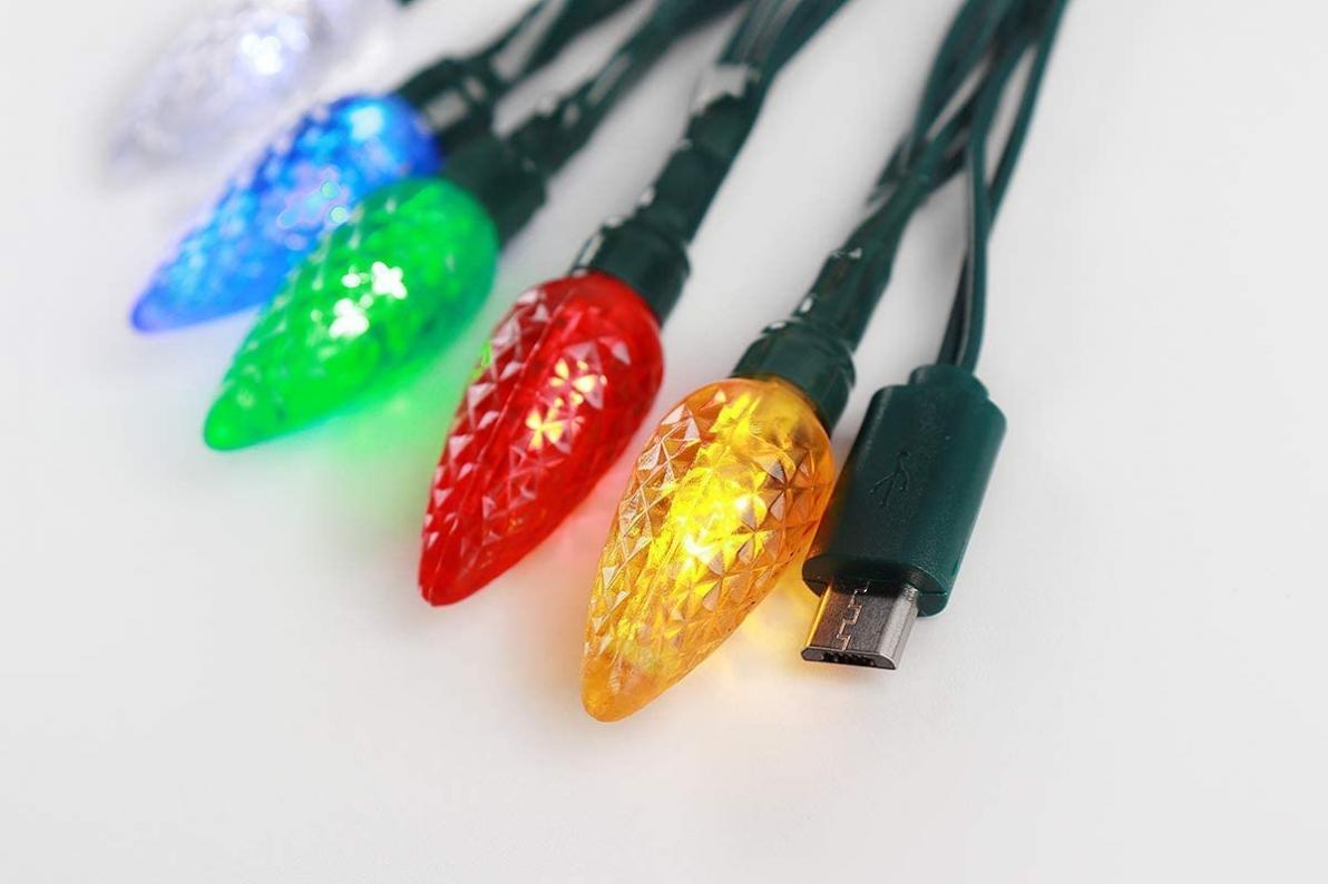 Penmerr Christmas Light Phone Charger Cord USB and Bulb Charging Cable 50inch 10led Multicolor Bulb,Compatible with Micro