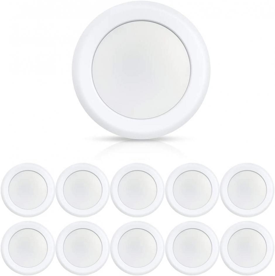 ECOELER 10 Pack 6 Inch Dimmable LED Disk Lights, 15W Flush Mount Ceiling Downlight, 5000K Daylight 1050Lm, Energy Star & ETL-Listed Approved Surface Mount Ceiling Light for Home Improved