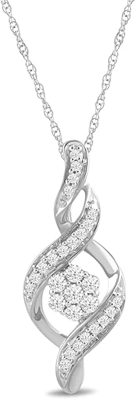 Amazon Collection 10K Diamond Twist Pendant Necklace (1/4 cttw)