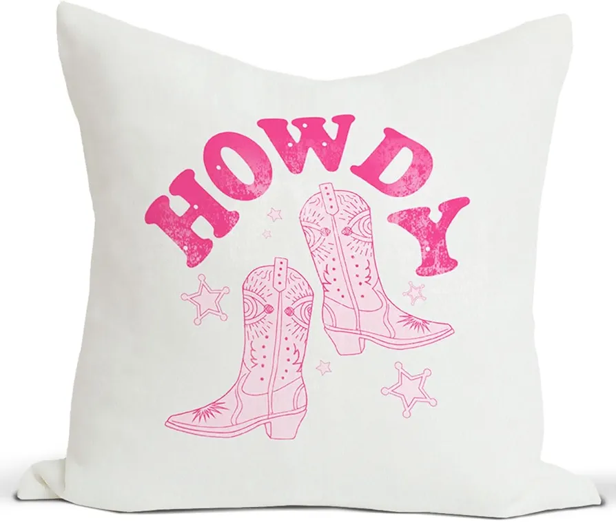 Cowgirl Room Decor Throw Pillow Covers, Preppy Pillow Covers 18x18, Western Room Decor for Teen Girls, Trendy Girls Room College Dorm Decor, Preppy Gifts for Sofa Bedroom Dorm Decorative