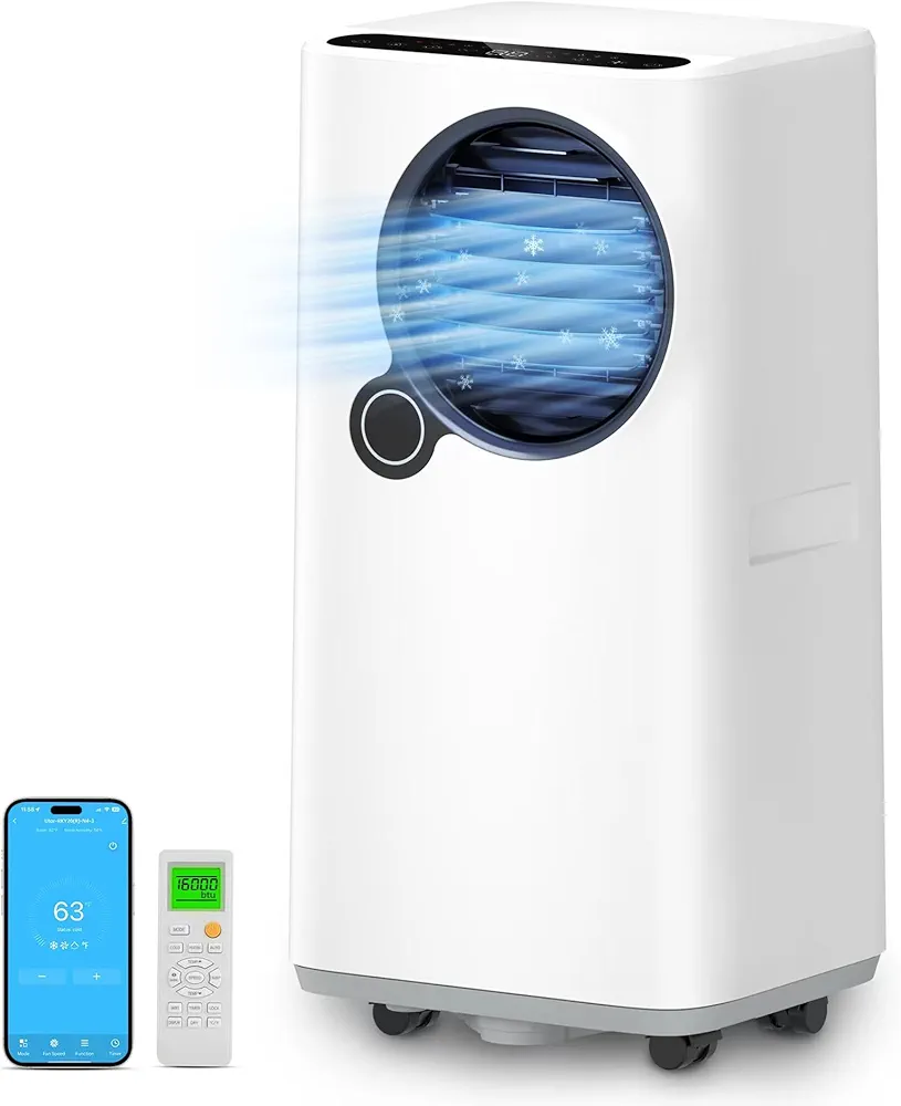 Portable Air Conditioner 16,000 BTU with Dual Hose Dehumidifier & Cooling Fan for 800 Sq Ft Rooms, Includes AC Unit Window Kit