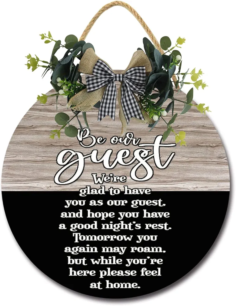 Be Our Guest, Guest Room Wall Decor, Home Decor Signs, Guest Room Signs, Guest Bedroom Wall Decor,Door Knob Decor,Living Room Sign, Wall Decor, Hanging Wood Sign, Bedroom Decor12x12inch)