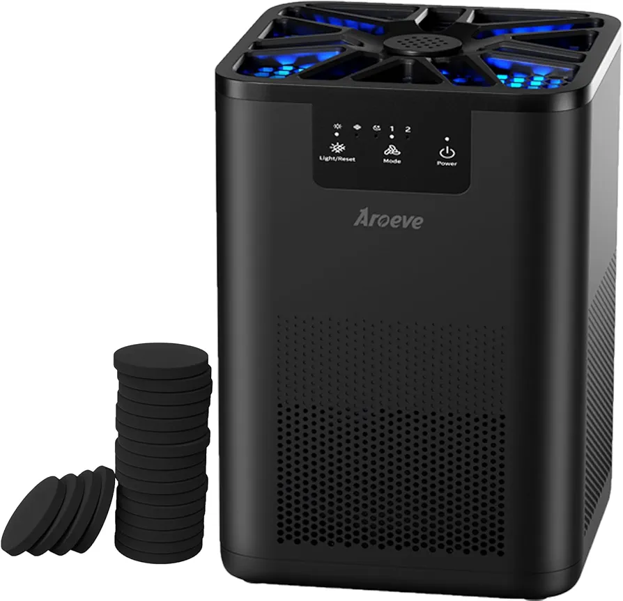 AROEVE 20dB Quiet Air Purifiers (MK06-Black) with 20 Pack Aroma Pads For Pet Smoke Pollen Dander Hair Smell Air Cleaner For Bedroom Office Living Room Kitchen