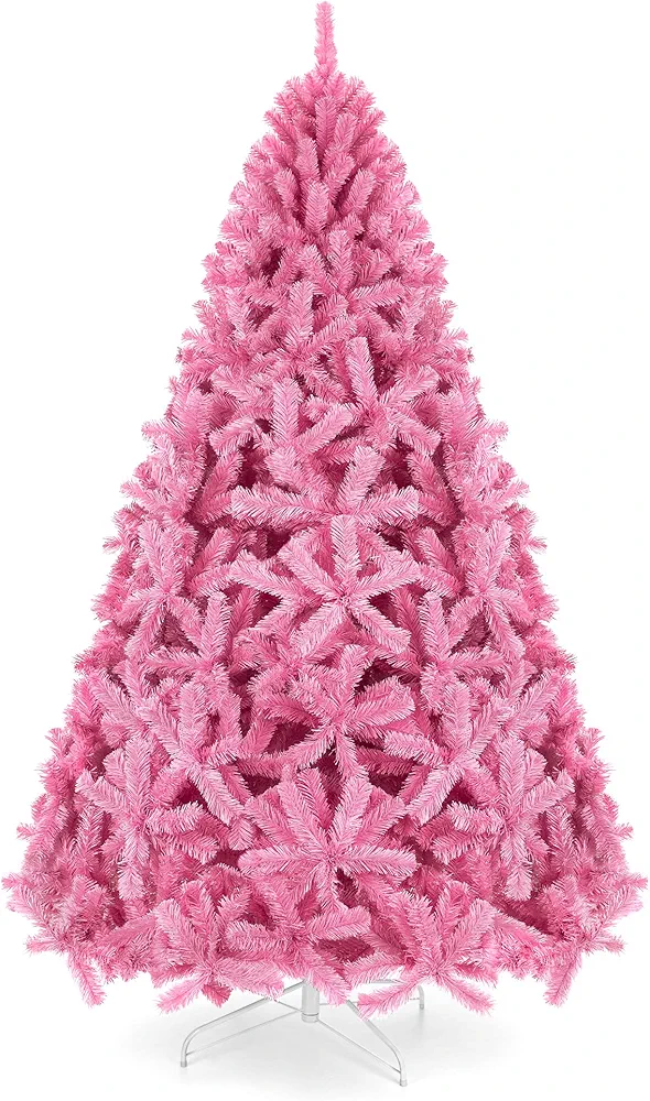 Best Choice Products 6ft Pink Christmas Tree Artificial Full Fir Tree Seasonal Holiday Decoration w/ 947 Branch Tips, Foldable Stand