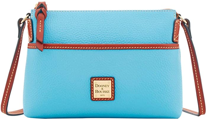 Dooney & Bourke Pebble Leather Ginger Pouchette Small Crossbody Bag Pouch, Blue