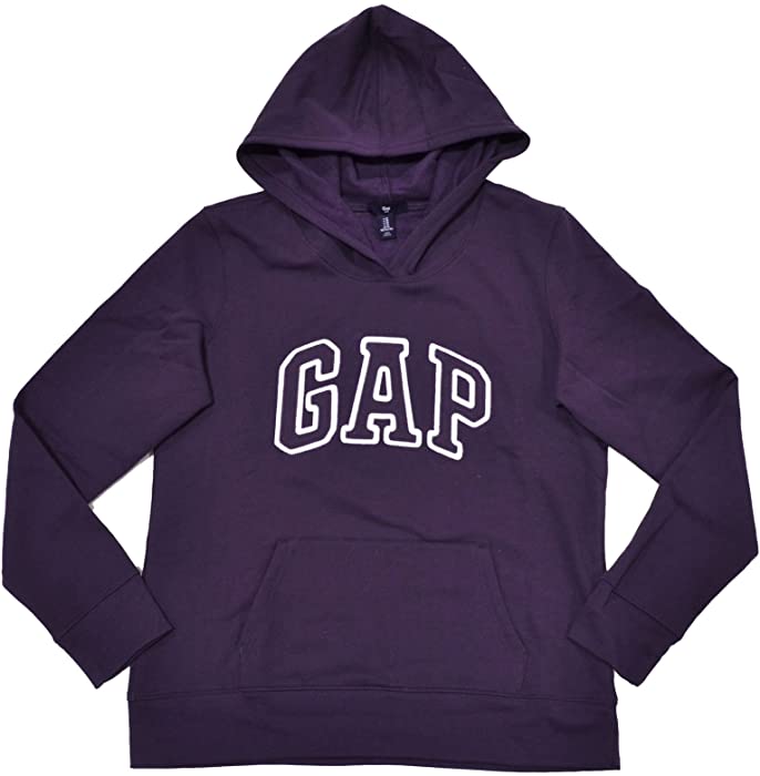 Gap Womens Fleece Arch Logo Pullover Hoodie (S, Plum Purple)