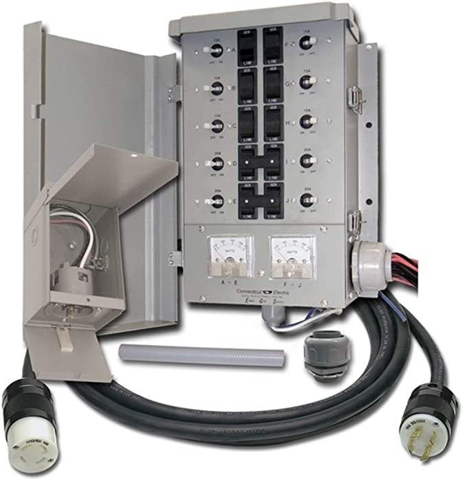 Connecticut Electric EGS107501G2KIT EmerGen EGS107501G2 Manual Transfer Switch Kit 30 Amp, 10-Circuit, 7500 Watts, For Portable Generator