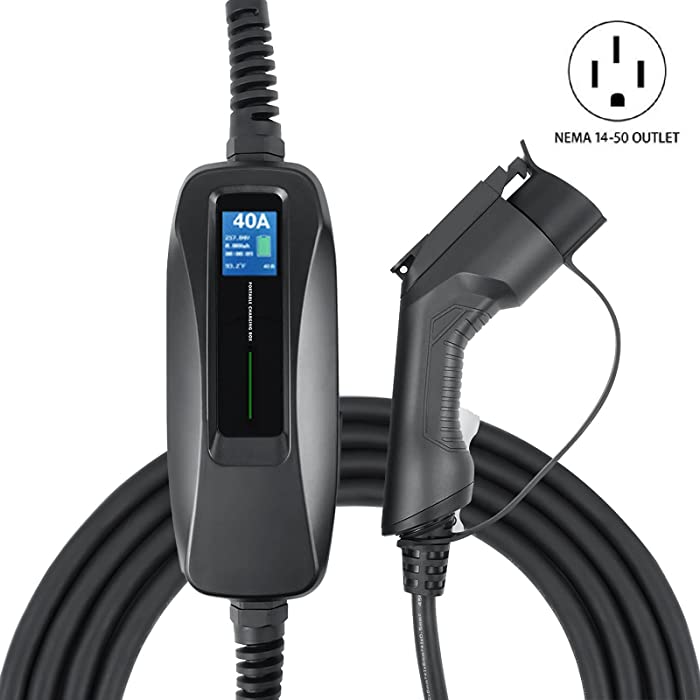 Lectron NEMA 14-50 Level 2 EV Charger - 240V 40 Amp with 15 ft Extension Cord & J1772 Cable - for J1772 EVs