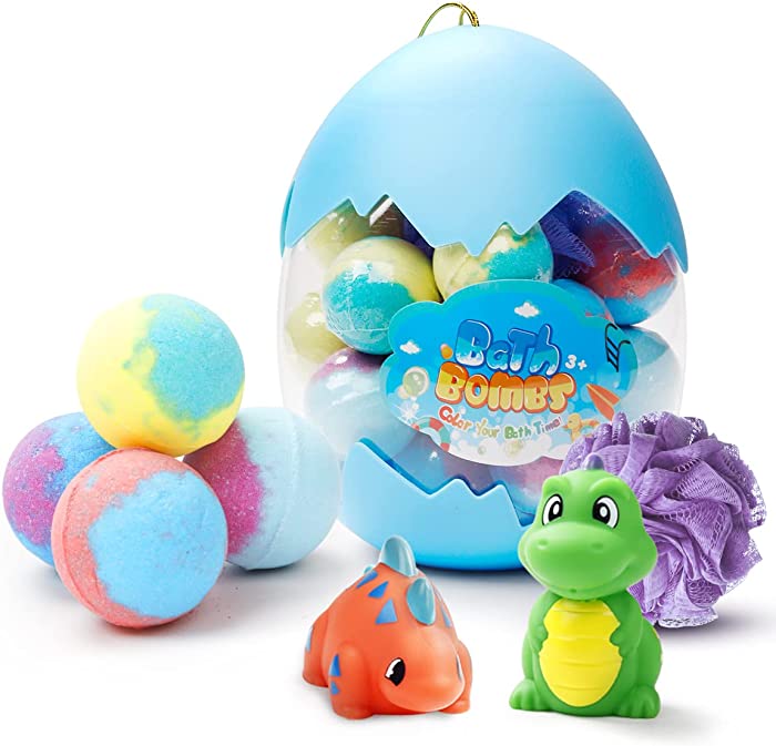 Bath Bombs for Kids ( Shower Set with 20pcs Bath Ball and Dinosaur Bathtub Toys) Ideal Gift Bath Set for Boys Girls