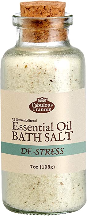 Fabulous Frannie De-Stress Therapeutic Mineral Bath Salt - 7oz Made with Pure Essential Oils Grapefruit, Ylang Ylang and Lavender