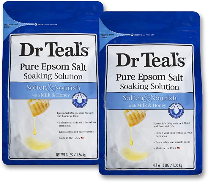 Dr. Teal's Epsom Salt Soaking Solution, Soften & Nourish with Milk and Honey, 48oz, Pack of 2